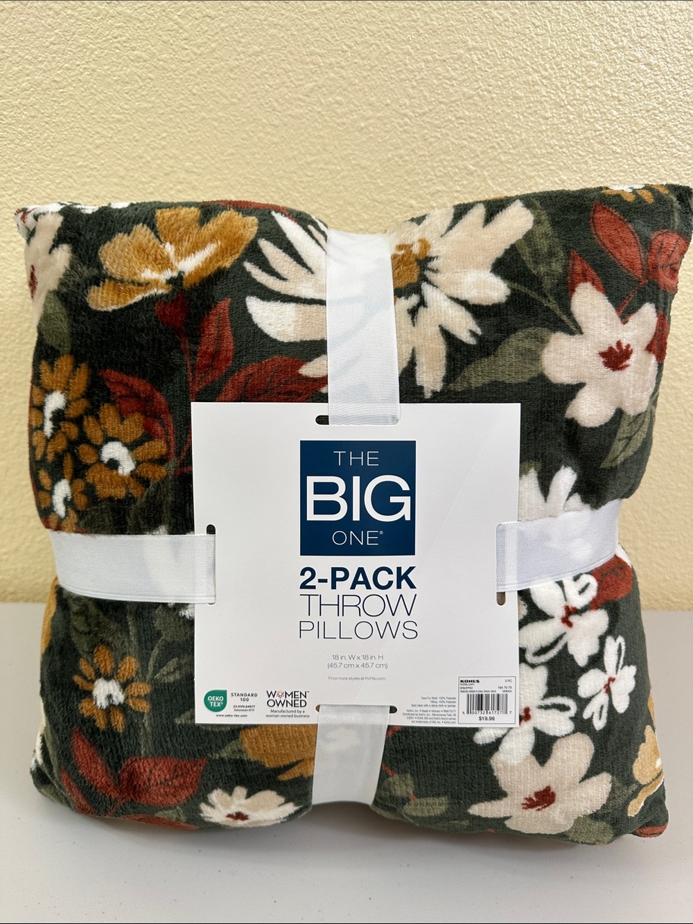 The Big One Fall Floral Green, Cream, Rust & Brown 2-Pack Throw Pillows
